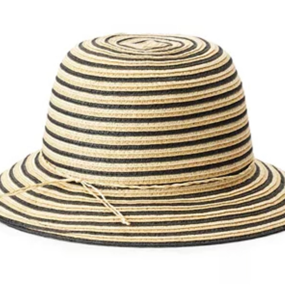 NWT Sonoma black and tan striped beach hat UPF 50+ packable
